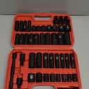 LLNDEI 3/8" Drive Impact Socket Set SAE and Metric (5/16"- 3/4", 8-22mm) 48pcs, CR-V Steel, 6 Point Sockets, Extension Bar (3-in, 6-in), 1/2"F to 3/8"M Reducer Universal Joint