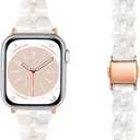Bands Compatible with Apple Watch Band 38mm 40mm 41mm 42mm 44mm 45mm 49mm Women Slim Resin Band Bracelet Thin Lightweight Replacement Wristband for Watch Series 10 9 8 7/Series SE/6 5 4 3 (Slim Pearl White)