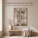 Framed Vintage Tree Sketch Wall Art,Tall Narrow Sepia Antique Forest Prints, 24"Lx8"W