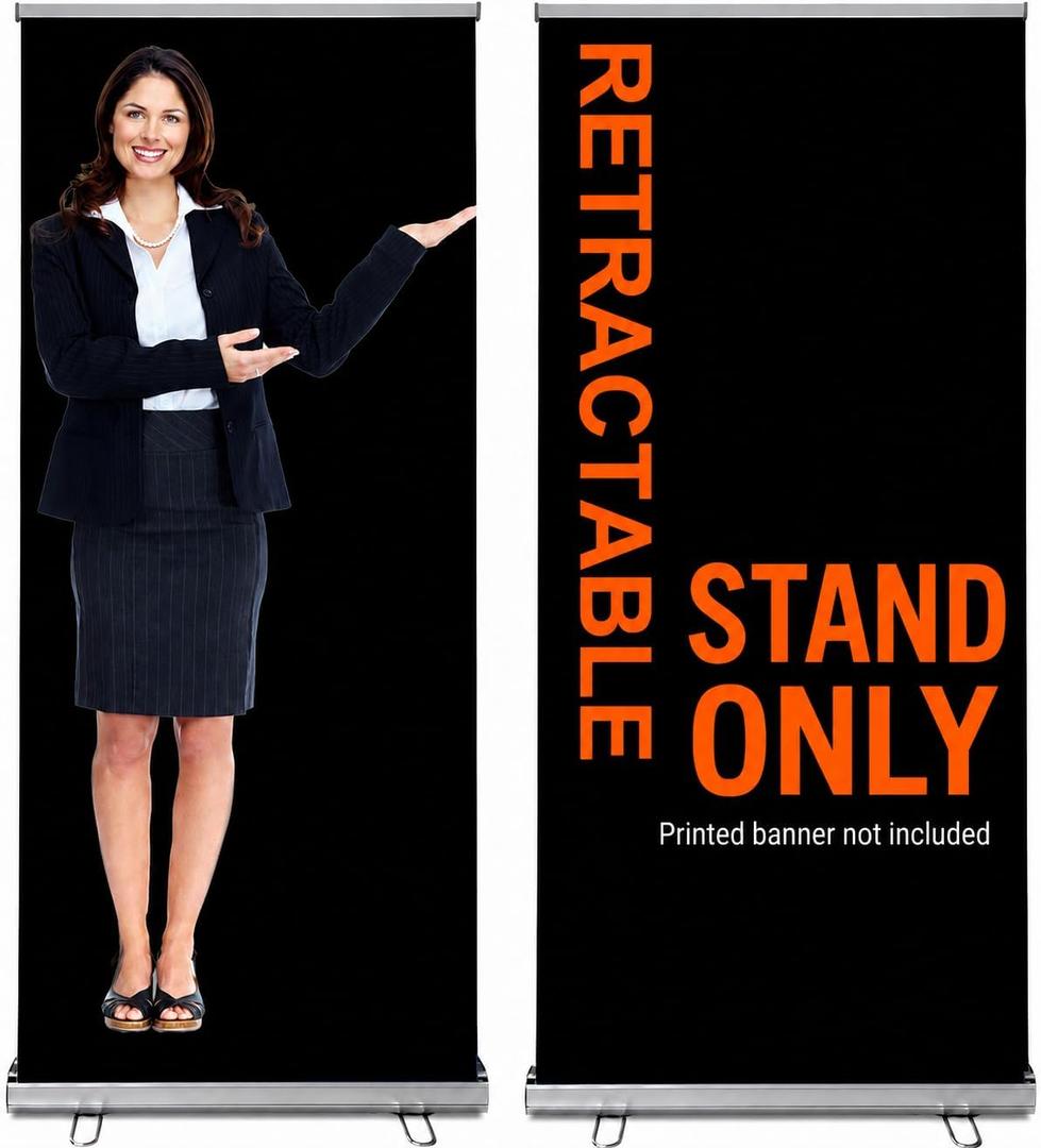 33.5“x80” Standard Retractable Banner Stand (STAND ONLY) with Padded Carrying Bag for Tradeshow and Events (1 UNIT)