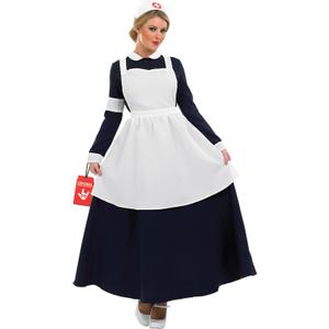 fun shack Florence Nightingale Costume - Civil War Nurse Apron, Vintage Nurse Uniform (X-Large)