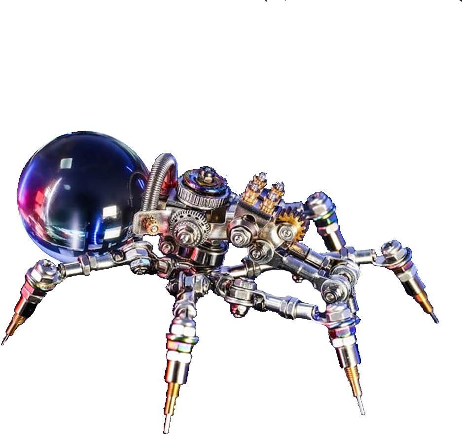Mostarle Crystal Lamp Jumping Spider 3D Metal Puzzle, Arcynix DIY Model Kit Sci-Fi Mechanical Spider Steampunk Decor, Creative Gift & Futuristic Home Décor for Adults & Teens