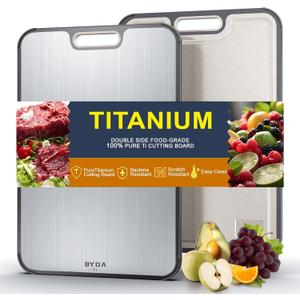 Titanium Cutting Board for Kitchen,Double Sided FoodGrade,Pure Titanium&Wheat Straw PP,Non-Toxic,Non-Slip,Dishwasher Safe,Ideal for Meat,Vegetables,Fruit
