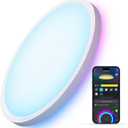 Govee Smart Ceiling Light, RGBIC LED Ceiling Light Fixture, 2400LM Flush Mount Light Fixture, DIY Colors, Works with Alexa, 2200K-6500K Lights for Bedroom, Living Room,12 Inch, 1 Pack (White)