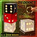 Motipuns 6 Pcs Large Dice Favor Boxes with Light, Large Dice Box Casino Party Decorations, Balloon Boxes for Birthday Las Vegas Game Night Valentine's Day Party Decoration(11.8 Inch,White, Black, Red)