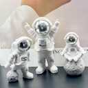 LUOZZY 3Pcs Astronaut Figurines Cake Topper Mini Astronaut Toys Space Cake Topper Spaceman Statues for Home Desktop Space Theme Party Decorations (Sliver)