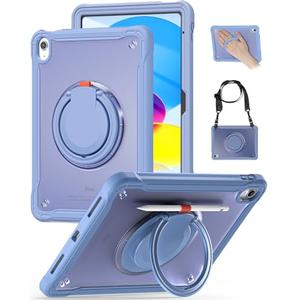 BRAECN for iPad (A16) 11th/10th Generation Case 11 inch 2025/10.9'' 2022 Handle Protective Cover 360 Rotating Ring Stand, Shockproof Dropproof Case for Kids Kickstand & Pencil Holder & Shoulder Strap, Lavender Grey