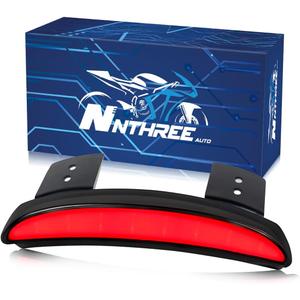 NTHREEAUTO Motorcycle Chopped Rear Fender Edge LED Brake Tail Light Integrated Turn Signals Compatible with Harley Sportster XL883N XL1200N XL1200V XL1200X (Diffused Light)