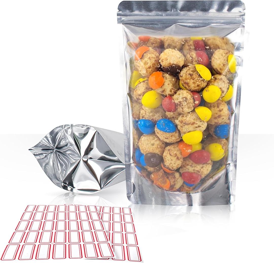 BELLE KR 3x5 Small Mylar Bags for Freeze Dried Candy - Pack Of 100-4 Mil Thick - Clear Mylar Bags with See Through Window for Freeze Drying