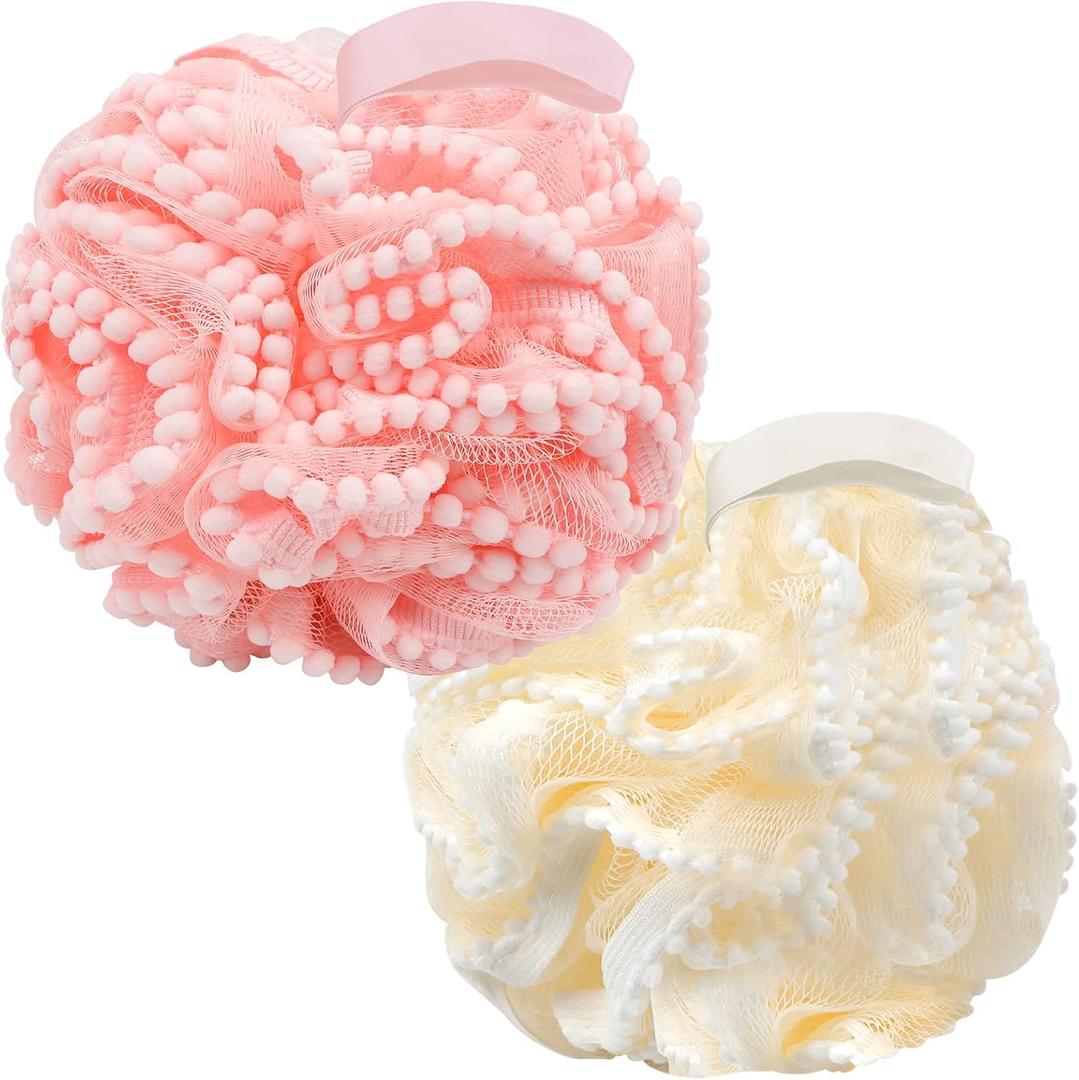 Bath Shower Sponge Soft Mesh Poufs Shower Loofah Ball Body Wash Scrubber Bath Sponge for Women and Men Soothing Face & Body Exfoliator (Pack of 5, 60G Luxury)