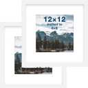 FrameWorks 2-Pack, 12x12 Matted to 8x8 Picture Frame, White  Classic Wooden Photo Frame with Tempered Glass, Modern Matte Finish for Prints, Posters, Certificates & Wall Decor  Gallery-Ready