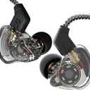 CCZ Yinyoo Melody in Ear Monitors Earphones Headphones Wired Earbuds without Microphone IEM HIFI Bass with 1DD 1BA, Ear fins, 4N OFC Cable for Musicians, Singer, on Stage, Studio (no mic, clear black)