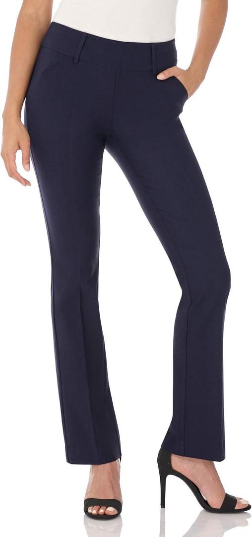 Rekucci Women's Ease into Comfort Classic Bootcut Pant w/Tummy Control, Size 2P (Navy)