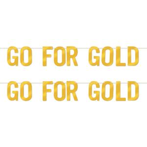 2 Set Go for Gold Signs, Olympic Decorations Banners for Sports Themed Party Events Photo Booth Backdrop Athletic Games Competitions Supplies for Wall Home Decor Indoor Outdoor, 6.29x3.34inch
