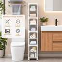 Narrow Slim Bathroom Storage Cabinet with Wheels, 4-Tier White