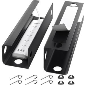 Yecaye 2 Pack Cable Management Under Desk, 31.5 in Under Desk Cable Management Tray,Cord Hider,Cord Organizer, No Screw Wire Management for Office and Home, Black