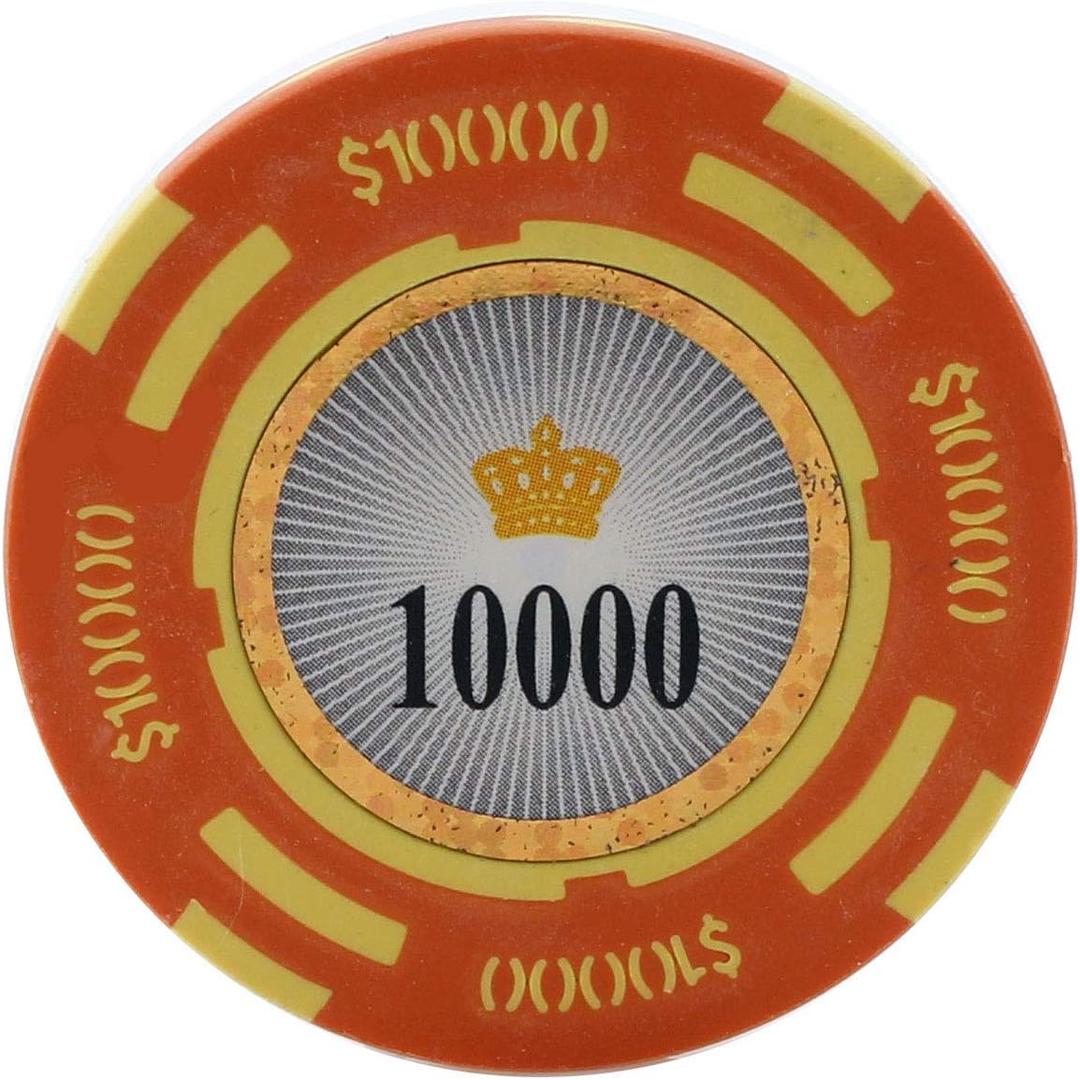 Crown Casino Clay Poker Chips in 13.5 Gram Weight - Pack of 50 (Orange)