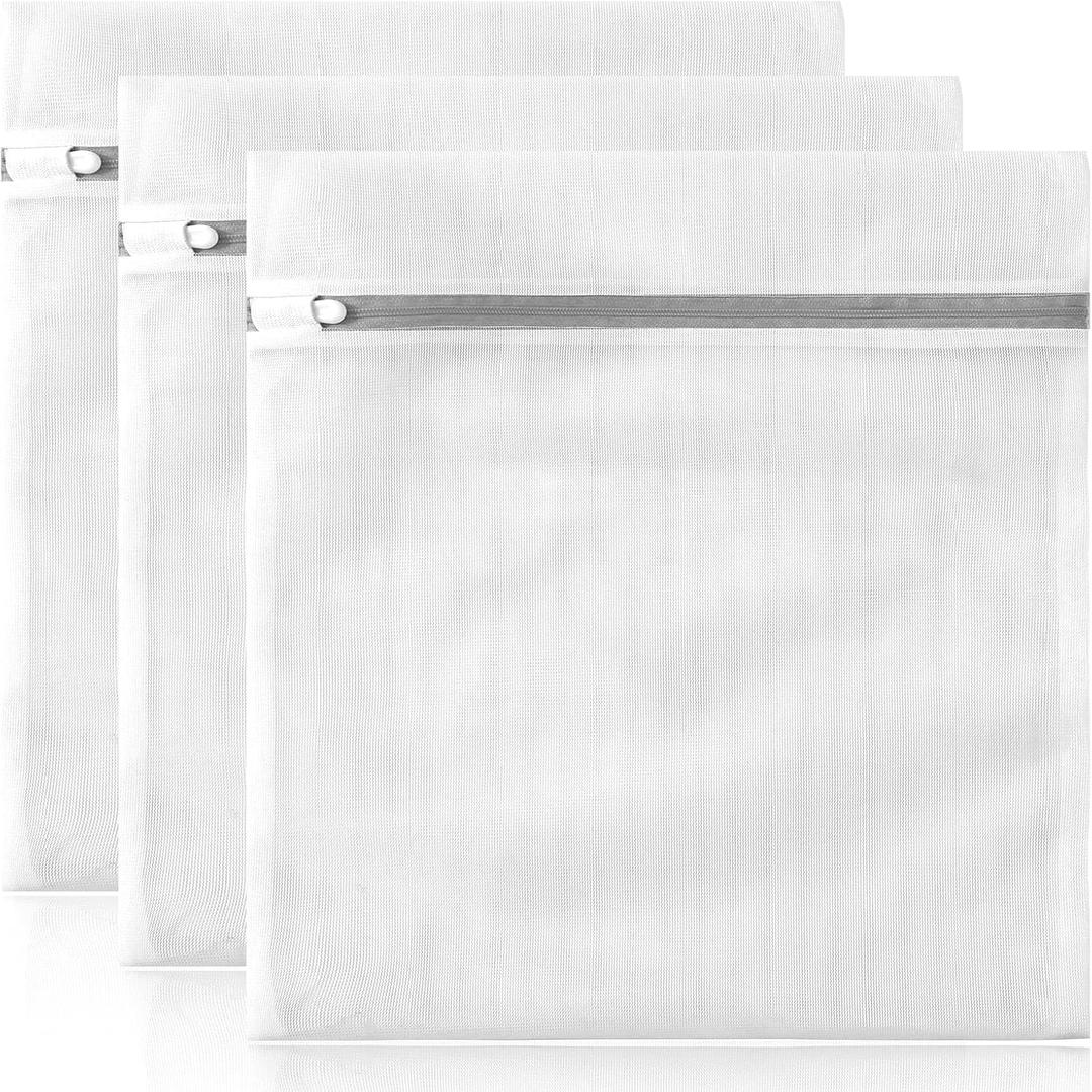 3 Pack XXL Mesh Laundry Bags by MDSXO- Large Jumbo Durable Delicates Bag for Washing Machine for Jackets, Curtains, Jeans 24 * 24 inch [3 Pack] (3XXL(Adult Size), White)