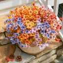 Artificial Fall Flowers Faux Mums for Outdoor Indoor Garden Home Decoration, Faux Flower Daisy with Eucalyptus Leaves Fake Plants Greenery Boxwood Porch Patio, 12 Bundles (6 Fall Multicolor)