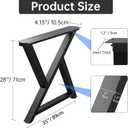 TOCRETOARE Metal Table Legs Heavy Duty, 28”H x 35”W, Metal Furniture Legs for Dining Desk Bench and Coffee Table, Industrial Black DIY Iron Bench Legs, Set of 2