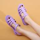 Toddler Sandals Jelly Shoes Girls Unisex Boy Flat Retro Slides Clear Kids Water Slippers Slingback Summer Beach Size 8 Adjustable Buckle Glitter Dress Soft (10 Women/9 Men, Adult Purple)