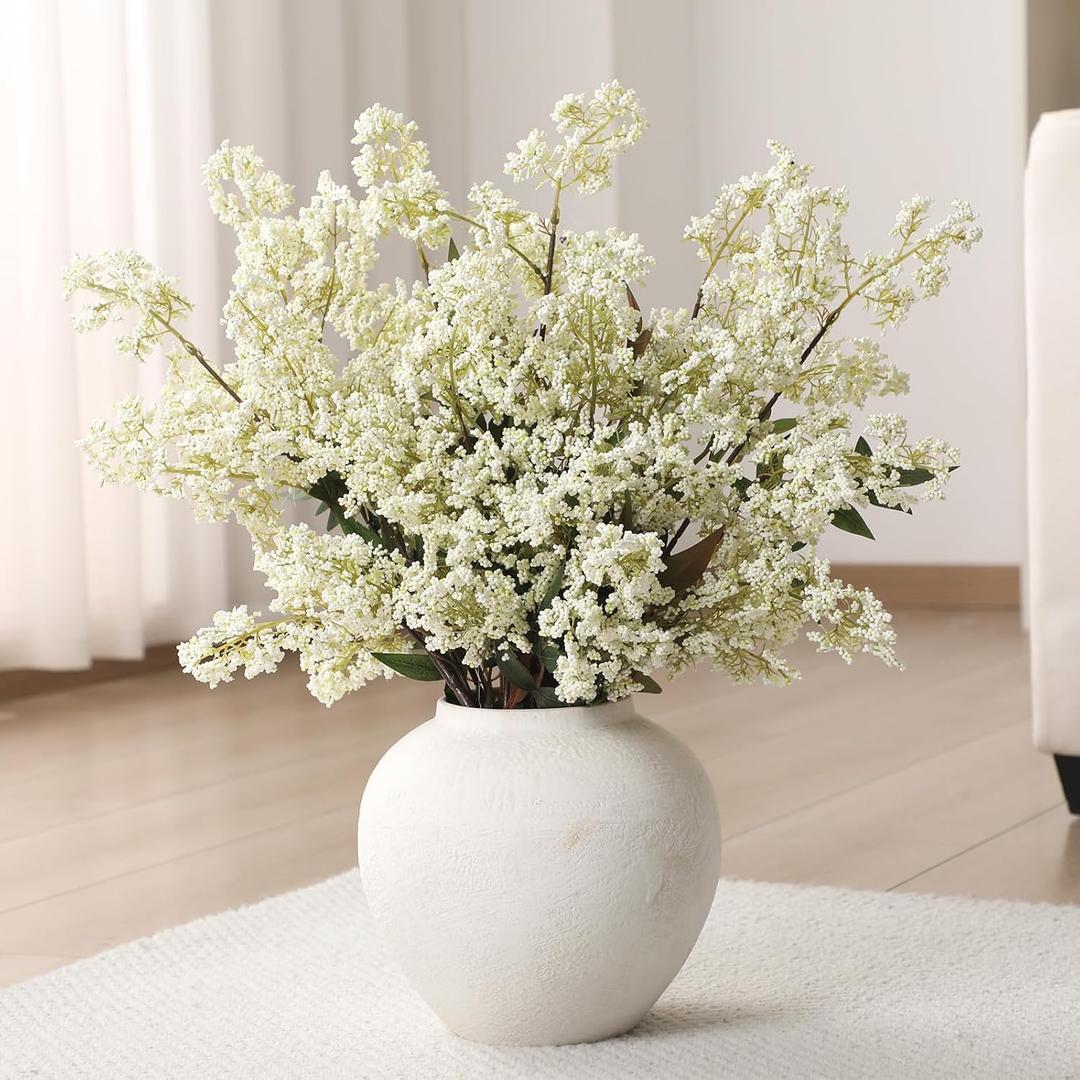 Dingion 3 Pcs 43 Inch White Berry Stem Artificial Spring Faux Sedum Stem Spray Flowers Realistic Flowers Branches Floral Picks for Vase Wedding Holiday Mantel DIY Harvest Seasonal Home Decor