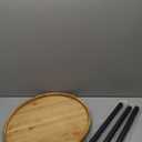 LITA Log Desktop Round Side End Table, Nightstand Tables, Indoor Outdoor Round Side Table, Wooden Tray Table with Black Metal Stand End Table for Living Room Bedroom Office Small Spaces (L)