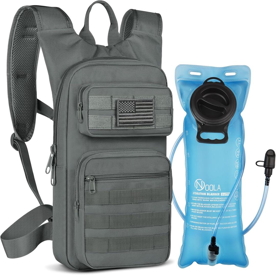 NOOLA Hydration Backpack with 3L TPU Water Bladder, Tactical Molle Water Backpack for Men Women, Hydration Pack for Hiking, Biking, Running and Climbing