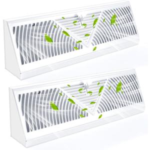 2 Pack 15 Inch Baseboard Register Vent White Baseboard Register Duct Opening Size Vent Covers, Adjustable Baseboard Air Diffuser for Home Floor Wall Corner Baseboard Air Cover