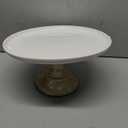 Ruckae White Ceramic Cake Stand 12 Inch Metal Wedding Cake Plate Round Dessert Stand Cake Plate Cupcake Stand for Party Table Display