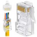 GTZ RJ45 Cat6 Pass Through Connectors Pack of 100 | Clear Ethernet Plugs for Unshielded Twisted Pair Solid Wire & Standard Cables | Compatible with PC, Server, Router