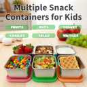 6Pack 6oz Stainless Steel Snack Containers for Kids, Leak Proof Easy Open Snack Containers with Lids, Metal Toddler Lunch Box for Oat,Crackers,Nuts,Candy
