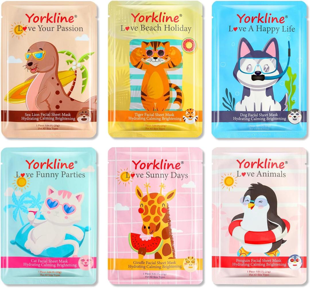Animal Facial Sheet Mask, Spa Mask, Party Present for Her, Character Sheet Mask for Kids, Girls Night, Fun Face Mask with Animal Character