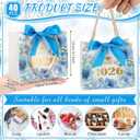 Yexiya 40 Pack 2026 Graduation Gift Bags Bulk Class of 2026 Blue Floral Graduation Party Bags 5.5" Congrats Grad Treat Bag for Gifts with Handles and Bow Ribbon