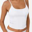 Trendy Queen Double Lined Adjustable Spaghetti Strap Tank Top for Women Cute Summer Basic Crop Top for Teen Workout Going Out (White, L)