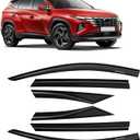 Rain Guards Compatible with Hyundai Tucson 2022 2023 2024 2025 2026, Tape-On Side Window Wind Deflectors & Visors Out-Channel 2022-2026 Tucson Rain Guard Black - 6 PCS