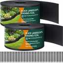 Sasylvia Black Plastic Landscape Edging Coil 5 Inch x 120ft with 40 Stakes 1/10" = 0.1" Inch Thin Bender Board, Garden Liner Flexible and Strengthened with Anti UV for Yard Edging Borders