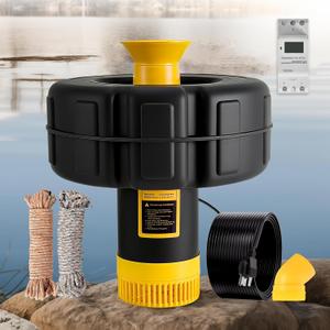 Pond Fountain Aerator, 1HP 15000 GPH Fountain Pump with Timer, 15A/110V 100FT power cord, 2 Spray Patterns, Energy-Efficient Water Circulation for Ponds & Lakes (750w)