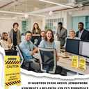 White Elephant Christmas Gifts- Caution Overstimulated Desk Sign, Funny Sticky Note Holder for Office Dcor, Stress Relief Office Prank Gift for Boss and Coworkers (combination2)