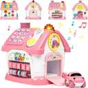 Marstone Toddler Toys for 1 2 Year Old Girl Gifts, First 1st Birthday Gifts for Girls and Boys, 8-in-1 Musical Learning House Montessori Baby Toys 6-12 12-18 Months, Educational Toddler for Ages 0-2 (Pink)