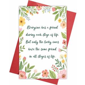 Sentimental Best Friend Birthday Card - Emotional Friendship Card for Her Him - Thank You Floral Cards for Ladies Women - Same Friend in All Stages of Life - 1 Card 5.3'' x 8'' with Envelope (Wildflower)