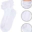 1 Pack Girls White Ruffle Socks, Comfortable Cotton Frilly Princess Style Dress Socks (White)