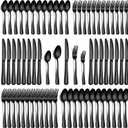 60 Piece Black Silverware Set, Stainless Steel Flatware Set for 12 Food Grade Cutlery Utensil Set Include Knife Fork Spoon Mirror Polished Dishwasher Safe