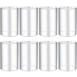 Teenyyou 8 Pcs Clear Glossy Glass Shade Replacements for Pendant Light Fixtures Glass Lamp Shade Cover, 1-5/8 Inch Fitter E26 Base, 4"w x 6"h, Replacement Lamp Globe for Chandelier Wall Sconce