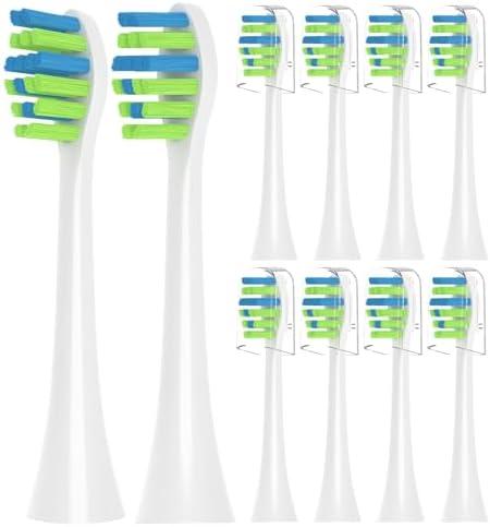 10 Pack Replacement Heads Only Compatible with 7AM2M AM100 AM105 AM111 Electric Toothbrush, Medium Bristles Brush Head, White
