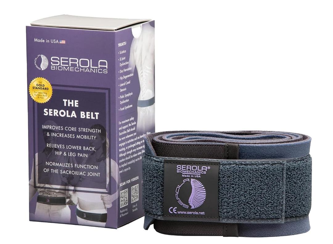 Serola Sacroiliac Belt for SI Joint Dysfunction (Medium fits 34 to 40) Lower Back, Pelvic & Hip brace for Women & Men | Non-Slip, Adjustable & Breathable Brace (Black, M)