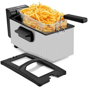 Pukomc Deep Fryer 3 Liter Capacity,1500W Oil Fryer with Adjustable Temperature,Viewing Window,Detachable Frying Basket,Made of Stainless Steel Material and Easy to Clean