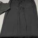 THLAI Women 3 Piece Sets Satin Loose Fit Long Sleeve Shirt and Wide Leg Pants with Matching Bra Sets Sexy Lounge Outfits  XL