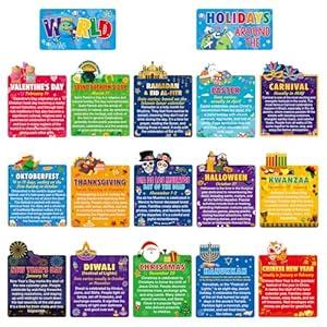Classroom Educational Posters Holiday Posters from Around The World Teacher Posters for Classroom Students Classroom Posters Homeschooling Supplies Homeschool Classroom Kids Learning Posters for Wall