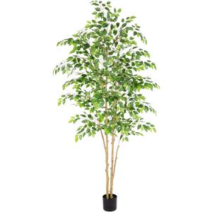 Nafresh Tall UV Resistant Ficus Tree Artificial7ft(84in) Realistic Texture Potted Faux Ficus Tree Fake Trees Indoor Outdoor for Home Office Living Room Bedroom Foyer Porch Decor.